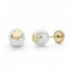18K PENDIENTES ORO AMARILLO PERLA Y OSITO. 6 MM.TUERCA