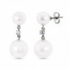 18K PENDIENTES ORO BLANC CON PERLAS REDONDAS DE 10 Y 14 MM. CIERRE PRESION