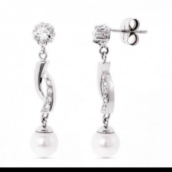 18K PENDIENTES ORO BLANCO Y...