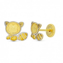 18K PENDIENTES ORO BICOLOR...