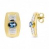 18K PENDIENTES ORO BICOLOR PIEDRA OVAL PRESION
