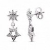18K PENDIENTES ORO BLANCO CIRCONITA ESTRELLA. 17 X 8 MM. CIERRE PRESION