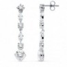 18K PENDIENTES CIRCONITAS ORO BLANCO 37 X 7 MM