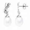 18K PENDIENTES ORO BLANCO PERLAS. 22 X 8 MM