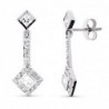 18K PENDIENTES ORO BLANCO LARGOS CIRCONITAS. 24 X 9 MM.