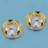 18K PENDIENTES BICOLOR PERLA PRESION
