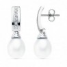 18K PENDIENTES ORO BLANCO PERLAS. 30 X 9 MM.