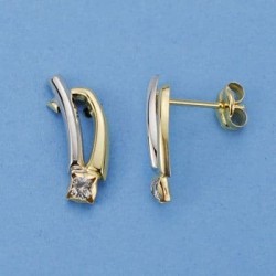 18K PENDIENTES ORO BICOLOR...