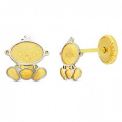 18K PENDIENTES ORO BICOLOR...