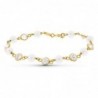 18K PULSERA ORO AMARILLO CON PERLAS Y CIRCONITAS 16.5 CM