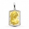 18K MEDALLA ORO BICOLOR VIRGEN NIÑA RECTANGULAR