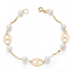 18K PULSERA COMUNION PERLA...