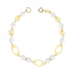 18K PULSERA COMUNION PERLA...