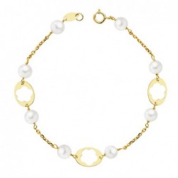 18K PULSERA COMUNION PERLA...