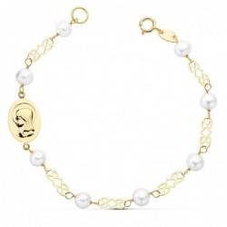 18K PULSERA COMUNION PERLA...