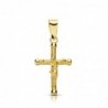 18K CRUZ CON CRISTO DIAMANTADA HUECA. 16 X 9 MM.