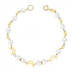 18K PULSERA COMUNION PERLA...