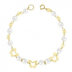 18K PULSERA COMUNION PERLA...