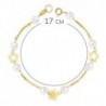 18K PULSERA PERLAS Y FLORES. 17 CM.