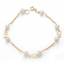 18K PULSERA COMUNION PERLA...