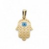 18K COLGANTE MANO FATIMA Y OJO TURCO 19 X 13 MM.