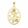 18K COLGANTE OVAL FLOR CIRCONITAS 37X29MM.