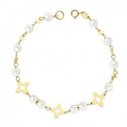 18K PULSERA COMUNION PERLA...