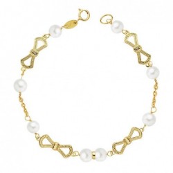 18K PULSERA COMUNION PERLA...