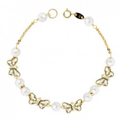 18K PULSERA COMUNION PERLA...