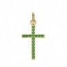 18K CRUZ O.A PIEDRAS VERDES 16 X 10 MM.