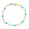 18K PULSERA ORO AMARILLO NIÑA TURQUESAS 3 MM Y CADENA HUNGARA. LONGITUD: 12 CM