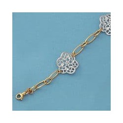 18K PULSERA BICOLOR FLORES.