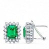 18K PENDIENTES ORO BLANCO 32 DIAMANTES 1,12 QT. Y ESMERALDAS 3,00 QT. 13 X 11 MM