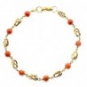 18K PULSERA ORO AMARILLO CON JAULAS Y CORAL FINO JAPONES 5 MM. 18,5 CM