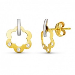 18K PENDIENTES ORO BICOLOR...