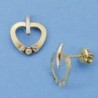 18K PENDIENTES ORO BICOLOR CORAZON. 11 X 8 MM.