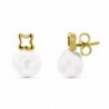 18K PENDIENTES ORO AMARILLO MOTIVO TREBOL CON PERLAS. CIERRE PRESION