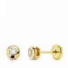 18K PENDIENTES ORO AMARILLO CHATÓN CIRCONITA 4 MM.