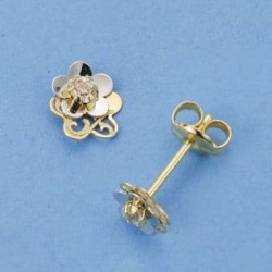 18K PENDIENTES FLOR. 6 X 5 MM.