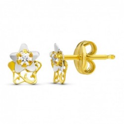 18K PENDIENTES ORO BICOLOR...