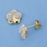 18K PENDIENTES ORO AMARILLO FLOR CIRCONITAS. 7 X 7 MM.