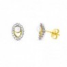 18K PENDIENTES ORO BICOLOR PERLA 3 MM. 8 X 5 MM. CIERRE PRESION
