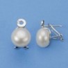 18K PENDIENTES ORO BLANCO PERLA 10 MM. 15 X 10 MM.