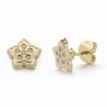 18K PENDIENTES ORO AMARILLO FLOR CIRCONITAS 7 X 7MM.