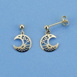 18K PENDIENTES LUNA BOLITA...