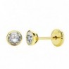 18K PENDIENTES ORO AMARILLO REDONDOS CIRCONITAS 4 MM.
