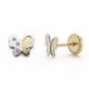18K PENDIENTES ORO BICOLOR MARIPOSA CIRCONITAS. 5MM