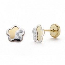 18K PENDIENTES ORO BICOLOR...