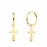 18K AROS ORO AMARILLO TUBO CON CRUZ LISA 12 X 6 MM . ARO: 12 X 1,5 MM