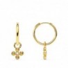 18K AROS TUBO REDONDO ORO AMARILLO 11 X 1,20 MM Y COLGANTE CRUZ CON CIRCONITA